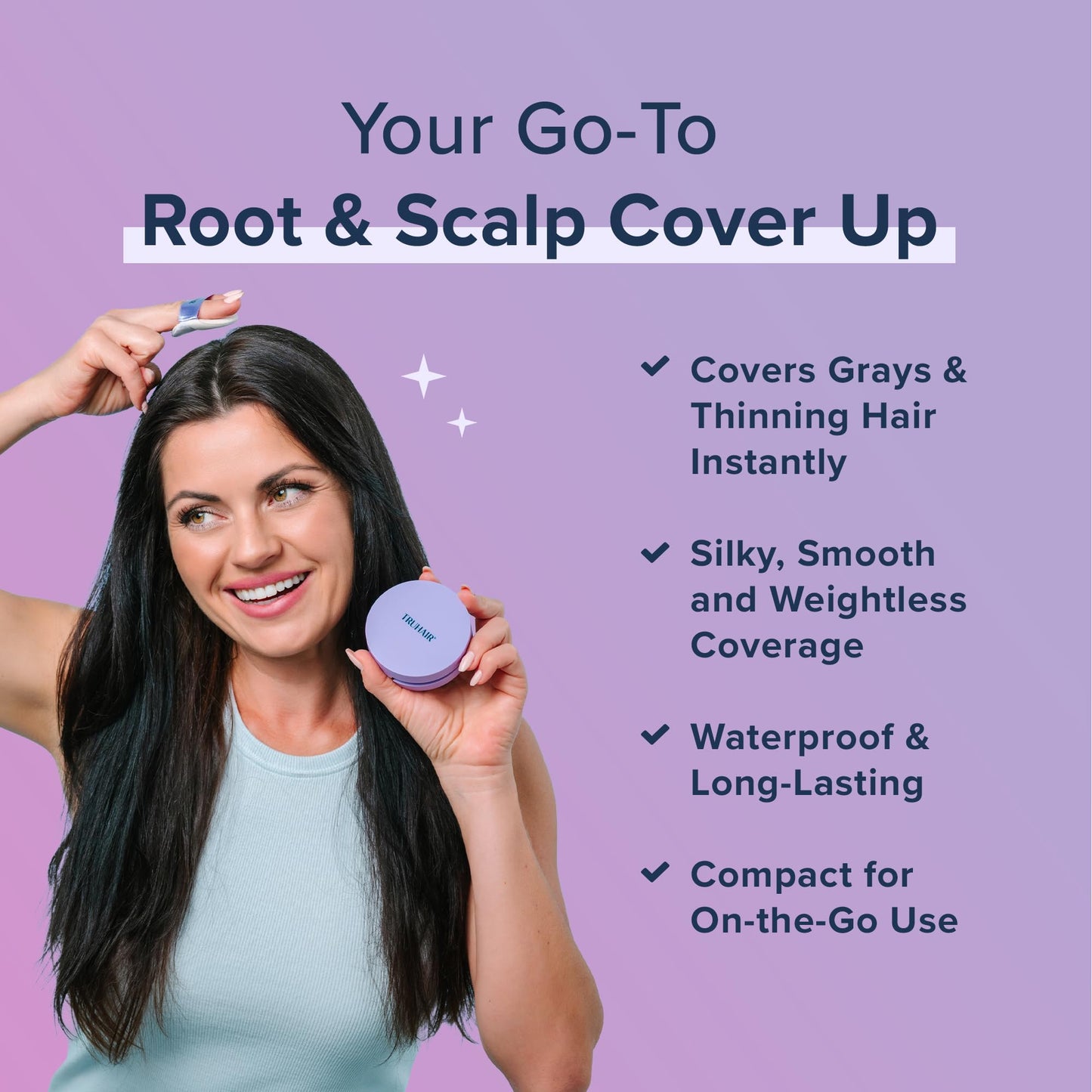 TRUHAIR Root & Scalp Cover Up Pressed Powder Compact Refill, Waterproof, Weightless Hair Coverage & Bald Spot Concealing, Root Touch Up Hair Color for Gray Coverage & Thinning Areas, 0.35 Oz (White)