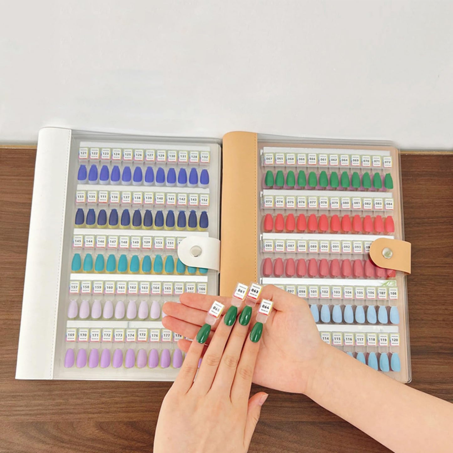 Magnetic Nail Swatches Book, Nail Swatches Book, Professional Nails Art Salon Design Display Booklet for Manicurist, No Need Pasting and Glue (White,180 Colors)