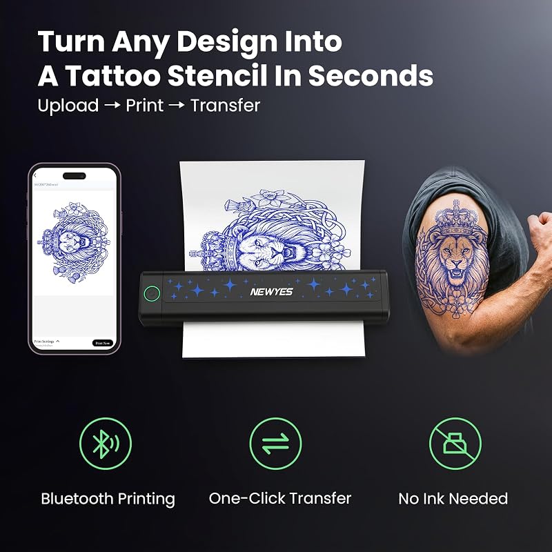 NEWYES Tattoo Stencil Printer – Wireless Portable Thermal Printer Kit