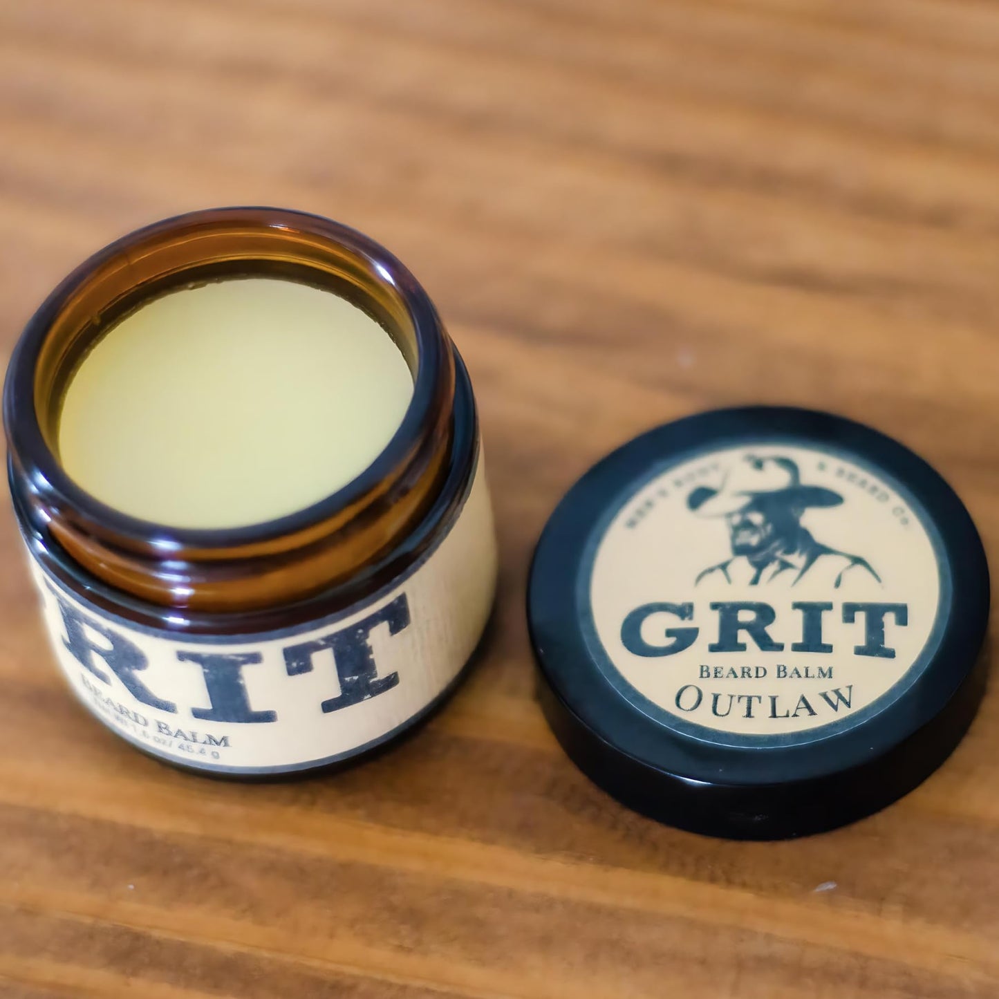 GRIT Beard Balm Outlaw (1.6 oz) | All Natural | Styles, Strengthens & Softens Beards & Mustaches | Moisturizes Skin | Leave in Conditioner Wax for Men