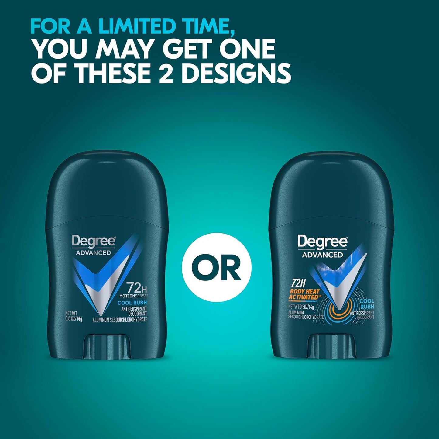 Degree Men Cool Rush Travel Deodorant 18-Pack | 72H Mini Antiperspirant, 0.5 Oz
