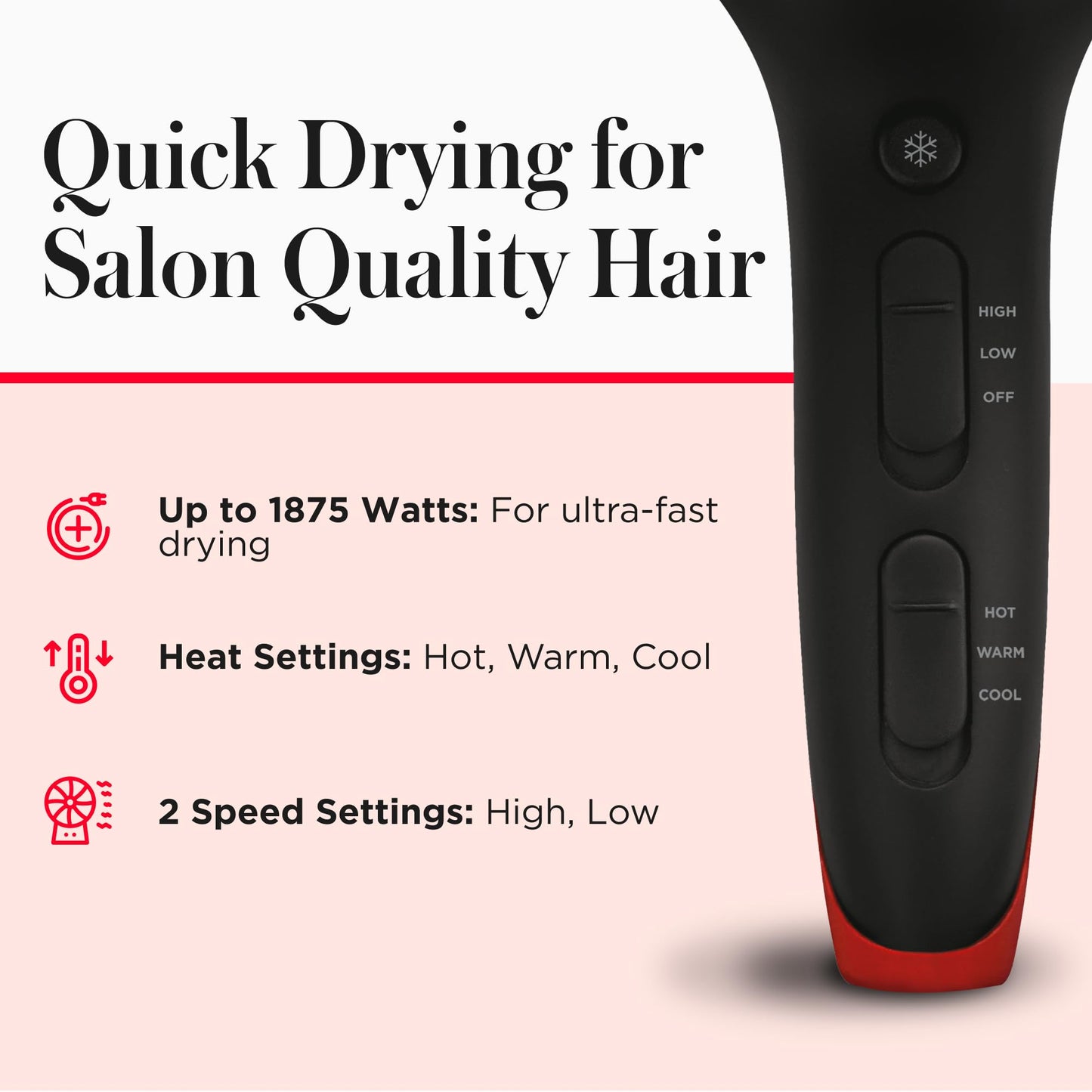 REVLON SmoothStay Coconut Oil Infused Hair Dryer with Diffuser, Blow Dryer with Diffuser and Concentrator Attachment, for Shinier, Smoother, Salon-Quality Hair