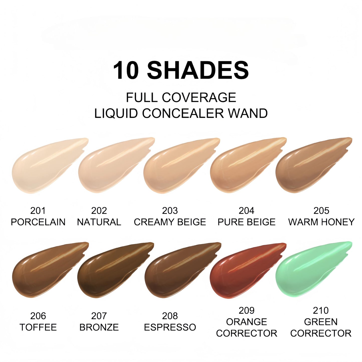 MAEPEOR Liquid Concealer Wand 10 Colors Cream Full Coverage Concealer Natural Looking and Highly Pigmented Lightweight Concealers (01 Porcelain)