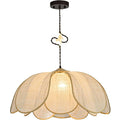 25.6" Boho Rattan Chandelier with Brass Cat Hook – Hand-Woven Pendant Light