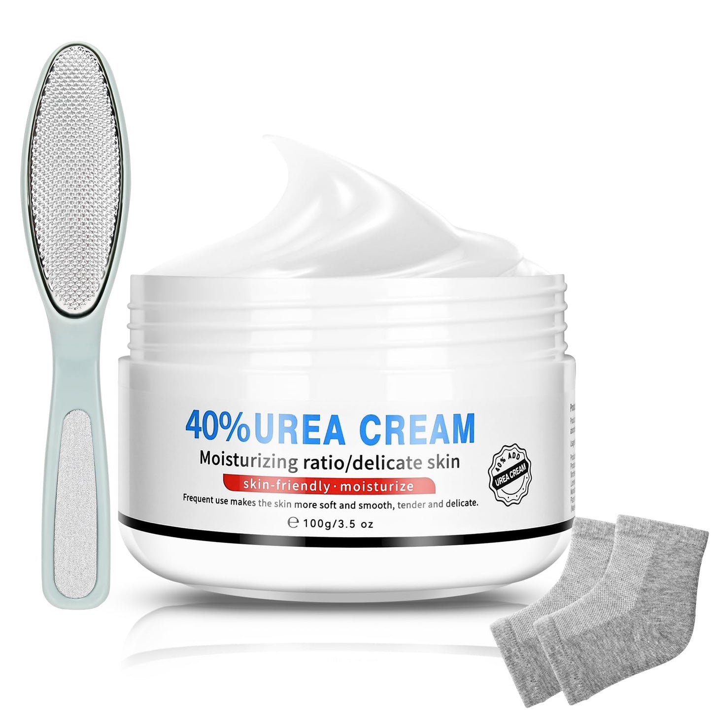 Yunmeng Urea Cream 40 Percent for Feet Maximum Strength, with Moisturizing Heel Socks for Cracked Heel,Foot Cream for Dry Cracked Heels and Feet,Urea Lotion, 3.5 OZ, Foot Files