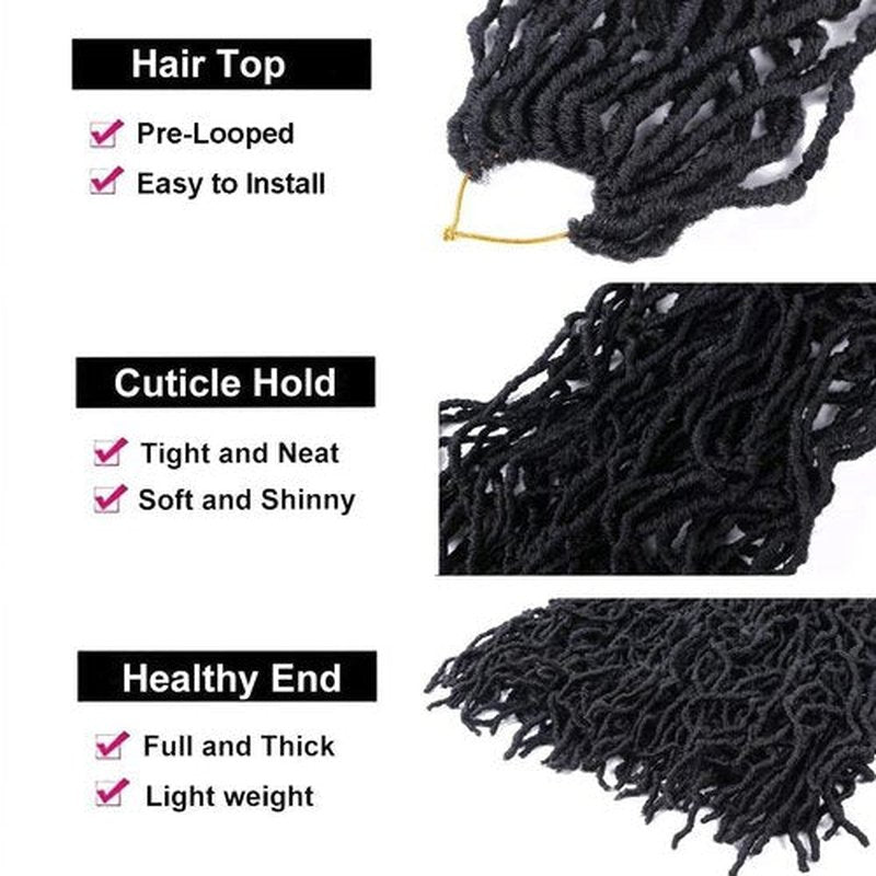 40 Inch Super Long Soft Locs Crochet Hair Pre Looped 6 Packs New Faux Locs Crochet Braids Goddess Locs Dreadlocs Synthetic Hair For Black Women (1B, 40 Inch 6PACK)
