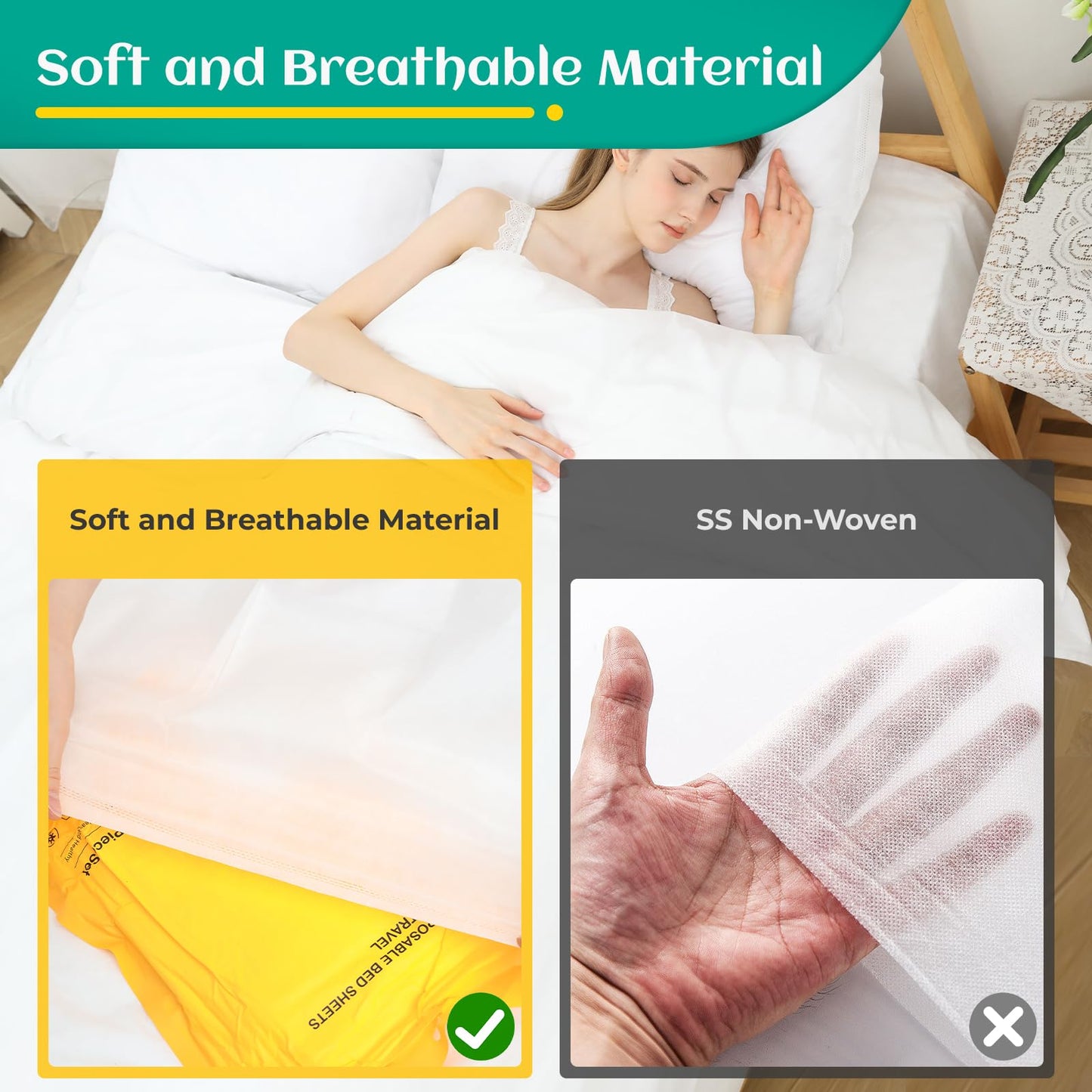 Travel Essentials Disposable Sheet Set - 2 Pack With Quilt Cover and Pillowcase, Portable Bedding for Cruise, Hotel, Camping, SPA