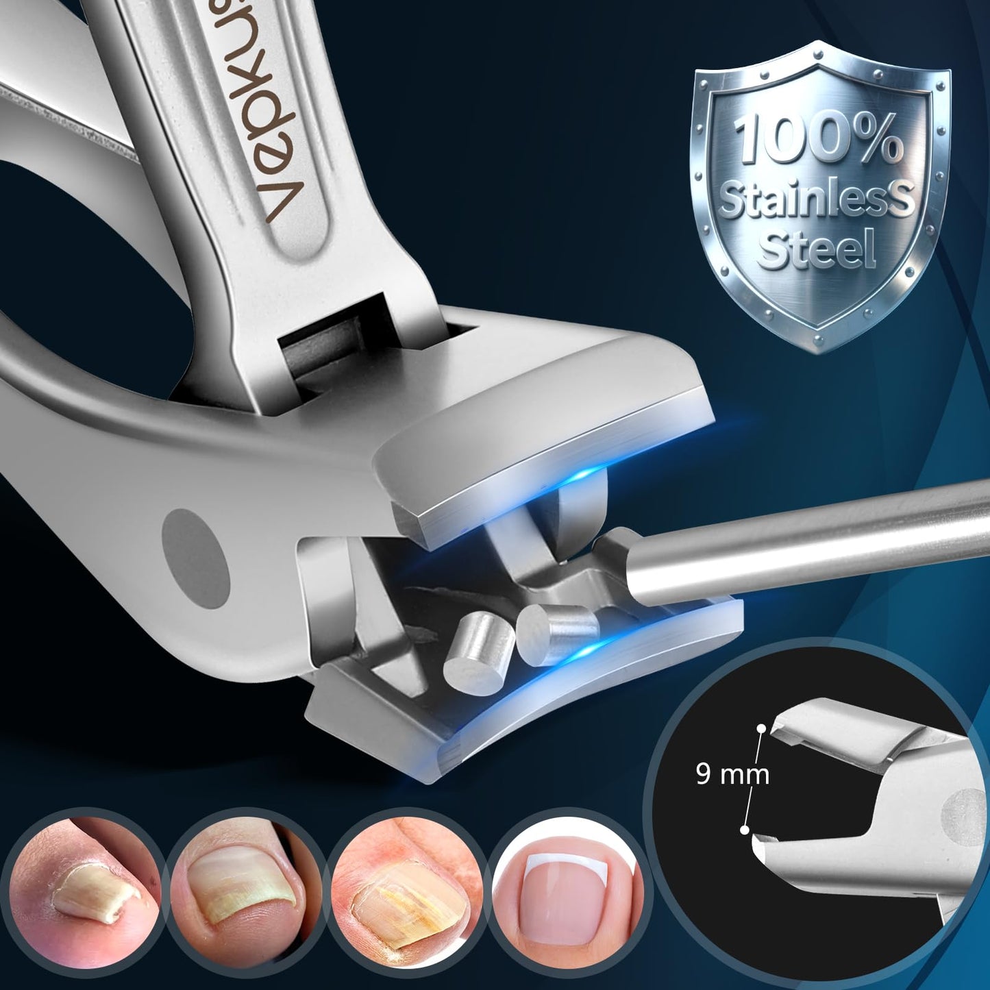 Vepkuso Nail Clippers&Toenail Clippers for Thick Nails for Seniors | Toe Nail Clippers Set for Ingrown Nails for Men | Manicure Kit &Nail Cutter for Women (Sliver(AC))