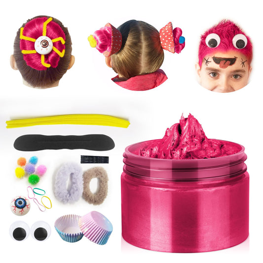 Red Temporary Hair Color Wax Kit for teenagers,Washable Crazy Hair Day Accessories, Gifts for Kids,Instant Hair Dye Color Wax for Party, Cosplay, Halloween, Christmas,Crazy Hair Style