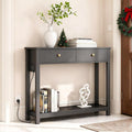 Gizoon Black Sofa Table with Outlets & USB Ports - 39" Wide, 2 Drawers