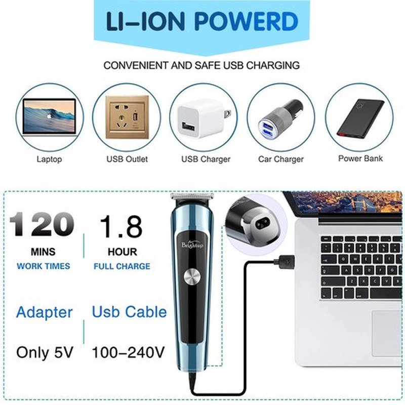 Brightup Beard Trimmer for Men, IPX7 Waterproof Mens Grooming Kit with Cordless Hair Clippers, Electric Razor with LED Display, Shavers for Mustache, Body, Face, Ear, Nose Hair Trimmer, Gifts for Men