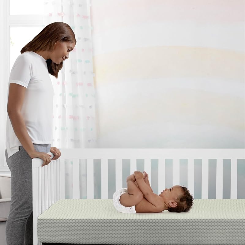 Twinkle Stars Breathable Crib & Toddler Mattress - GREENGUARD Gold, 52 x 27.5 x 5 in, Removable Washable Cover (Green+Twinkle Breathable)
