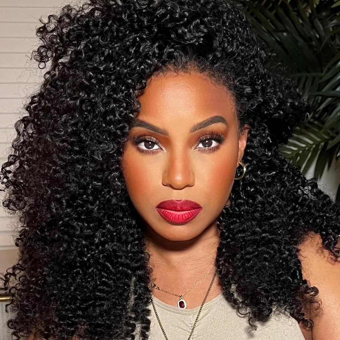 Ladoux Kinky Curly Bundles Human Hair 20 22 24 26Inchs Kinky Curly Human Hair 4 Bundles 100% Unprocessed Brazilian Virgin Remy Hair For Women Natural Black Color