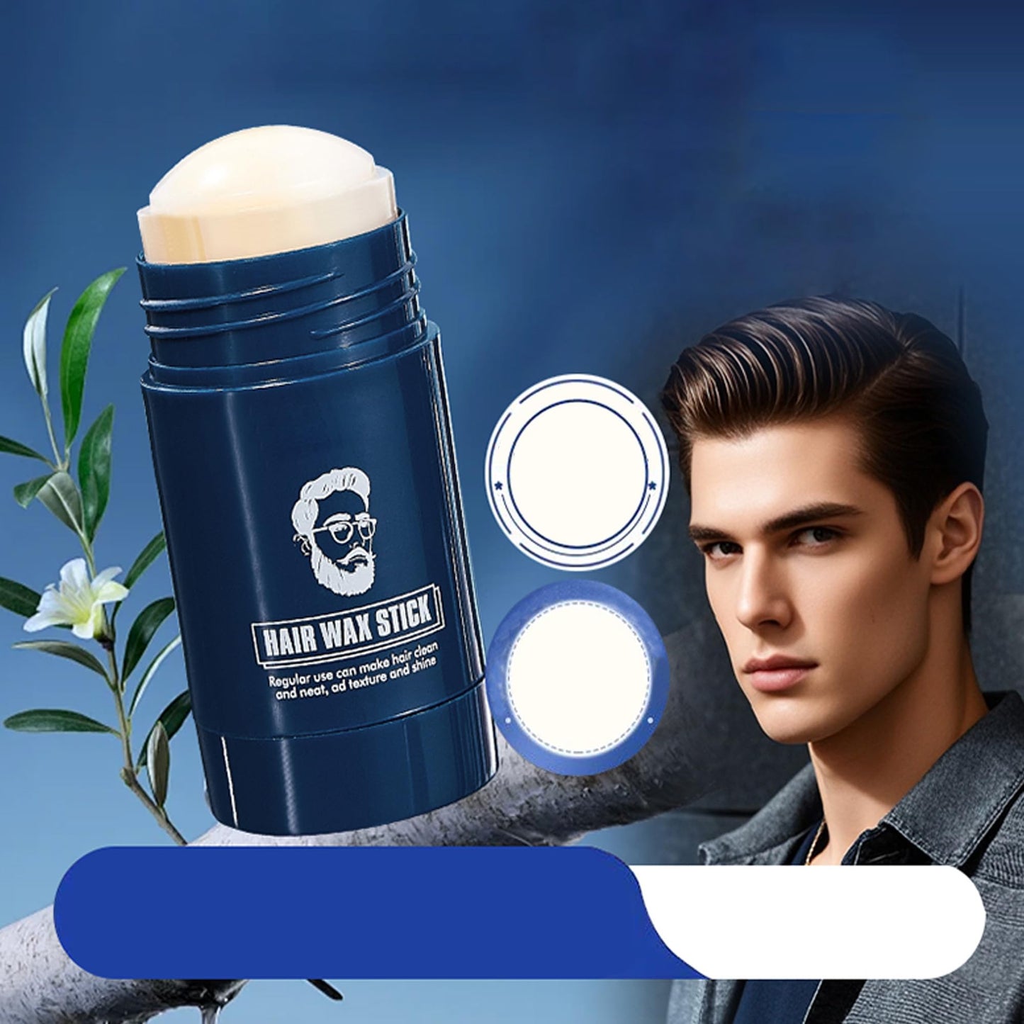 MIESCHER Solid Hair Wax Stick, Hair Styling Waxes Nourishing Hair Accessories for Men, Oil Control Long-Lasting Smoothing Semi-Matte Finish Hair Care Styling Cream for a Soft & Pliable Hold, 1.41Oz