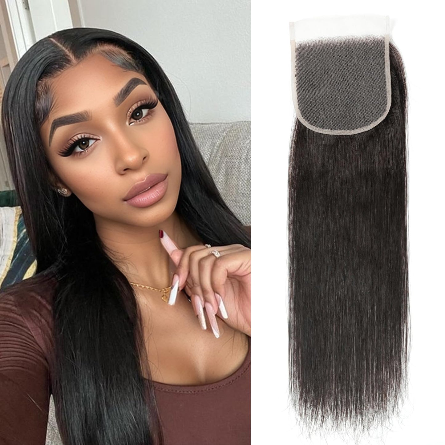 5x5 HD Lace Closure Body Wave Human Hair - Pre-Plucked Natural Hairline (10 Inch, Natural Color)