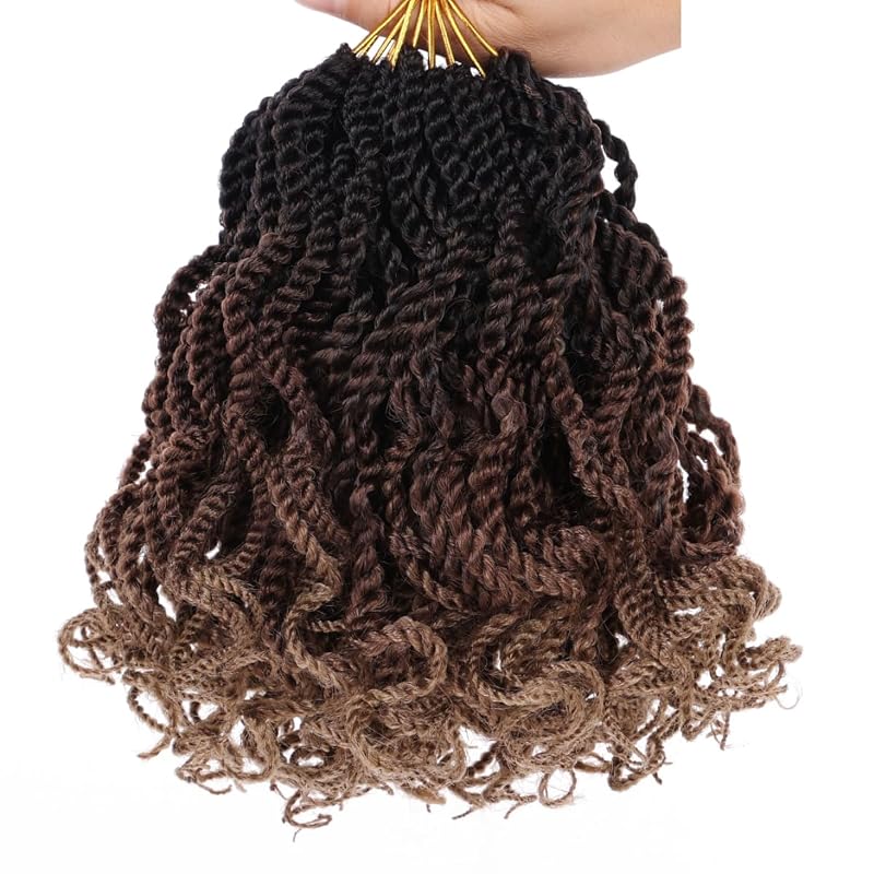 6 Inch Senegalese Twist Crochet Hair 8 Pack Pre-Looped Synthetic Havana Twist 1B3027#