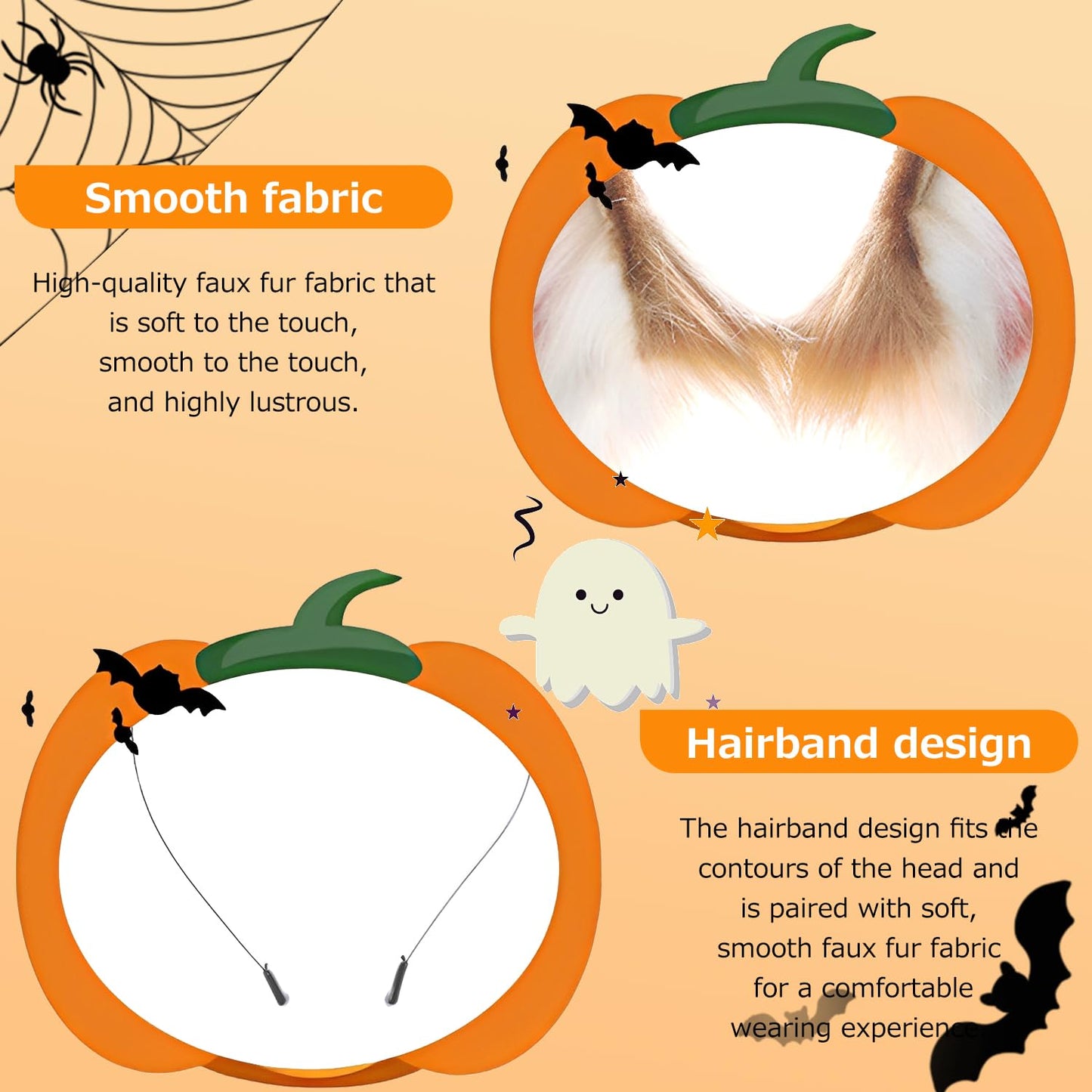 Zcargel Animal Ears Headdress Anime Handmade Faux Fur Cosplay Costume Ear Headdress for Adult Women Long Deer Ear Headband