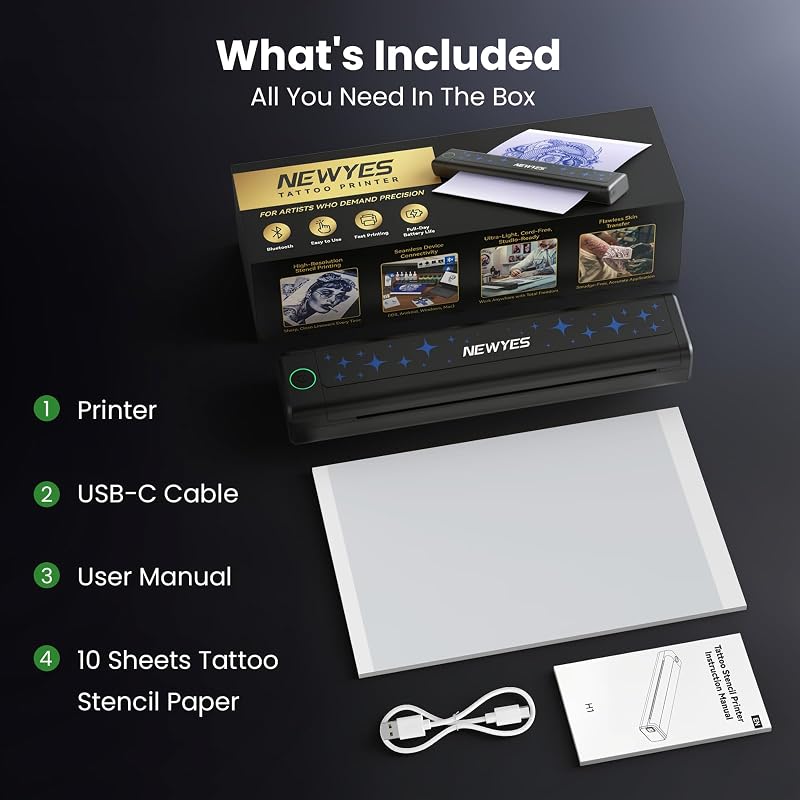 NEWYES Tattoo Stencil Printer – Wireless Portable Thermal Printer Kit