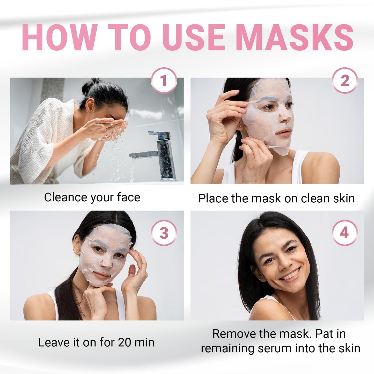 VIABEAUTY 24 Pack of Collagen Face Mask with Ceramides - Rejuvenating Facial Sheet Mask, Fine Lines & Reduce Wrinkles - Face Masks Skincare Moisturizing Collagen Mask for All Skin Types