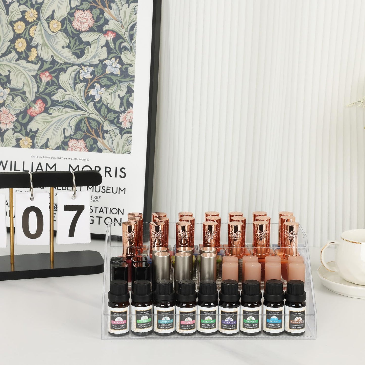 JessLab Acrylic Perfume Organizer, 2-Tier Eyeshadow Palette Organizers, Cosmetic Display Case for Vanity Bathroom Countertop, Beauty Holder for Lipstick, Brush, Skincare