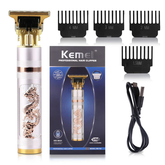 KEMEI Professional Hair Clippers for Men Pro Li Grooming Beard Trimmer Shavers Close Cutting Salon Cordless Rechargeable Quiet, KM-762