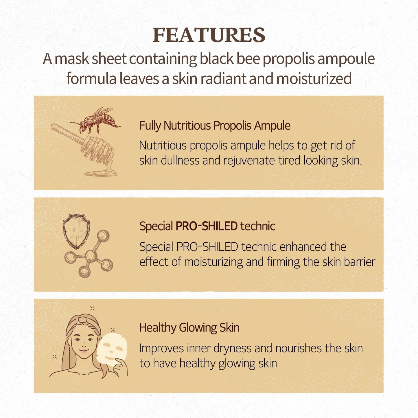 SKINFOOD Royal Honey Mask10ea Set - Bee Propolis Extract, Royal Honey Extract, Intensely nourishes and hydrates tired and dull skin 9.1fl.oz, 270ml