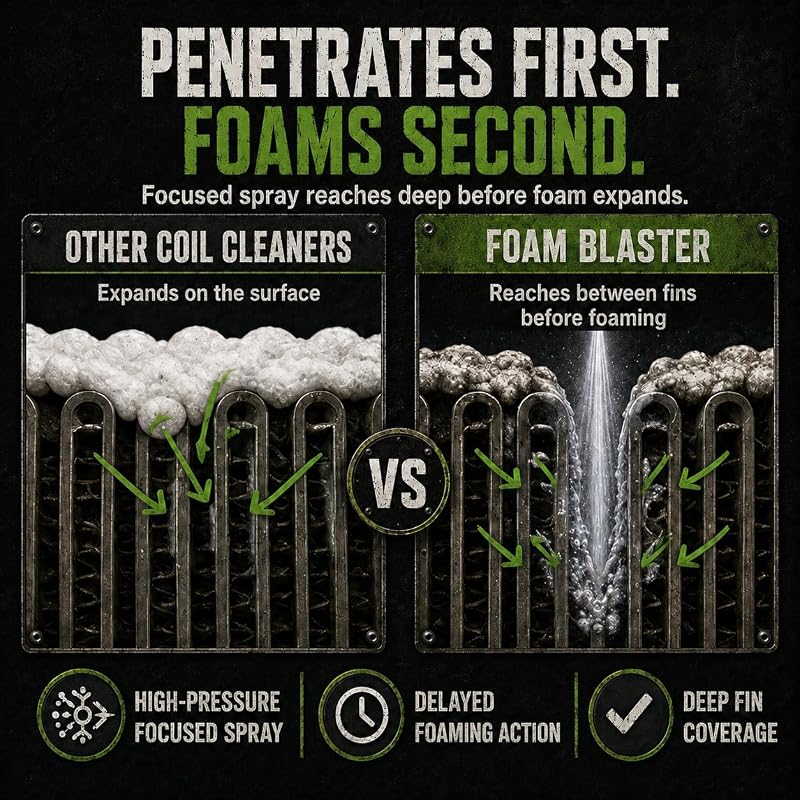 Leak Saver Foam Blaster 18 Fl Oz (Pack of 6) AC Coil Cleaner Foam Spray - No-Rinse Evaporator & Light-Rinse Condenser