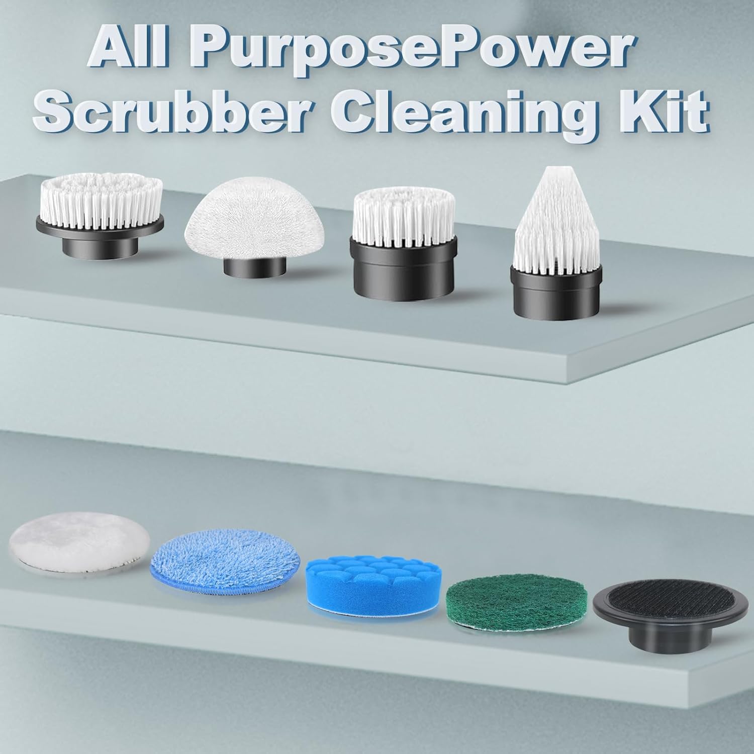9-Pack Replaceable Brush Heads for Electric Spin Scrubber - Compatible with ANS-8051A & ANS-8050 for Bathroom & Kitchen Cleaning