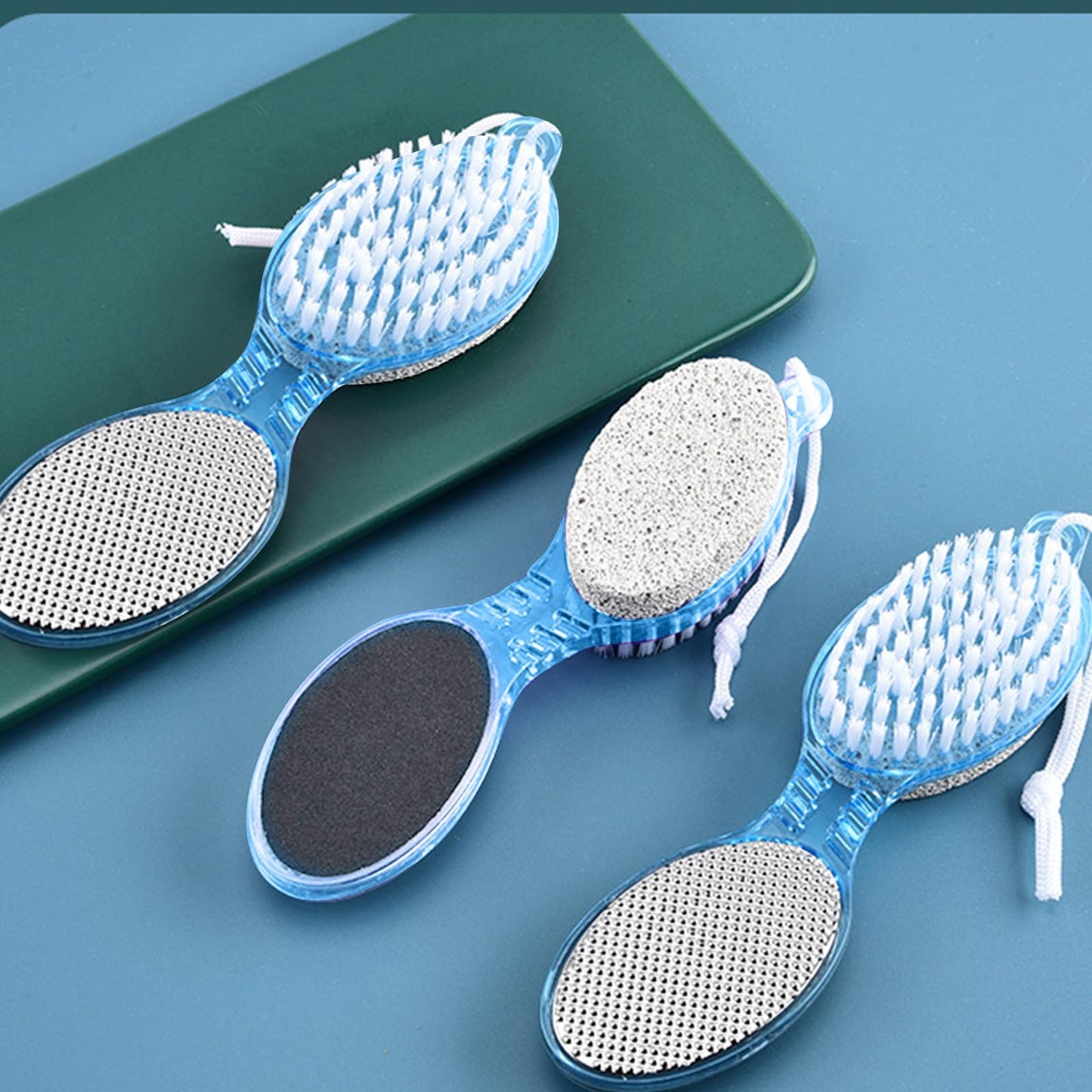 Qiyuda 3 Pcs 4 in 1 Foot Brush, Shower Foot Cleaning Scrubber Pedicure Brush Dead Skin Remover