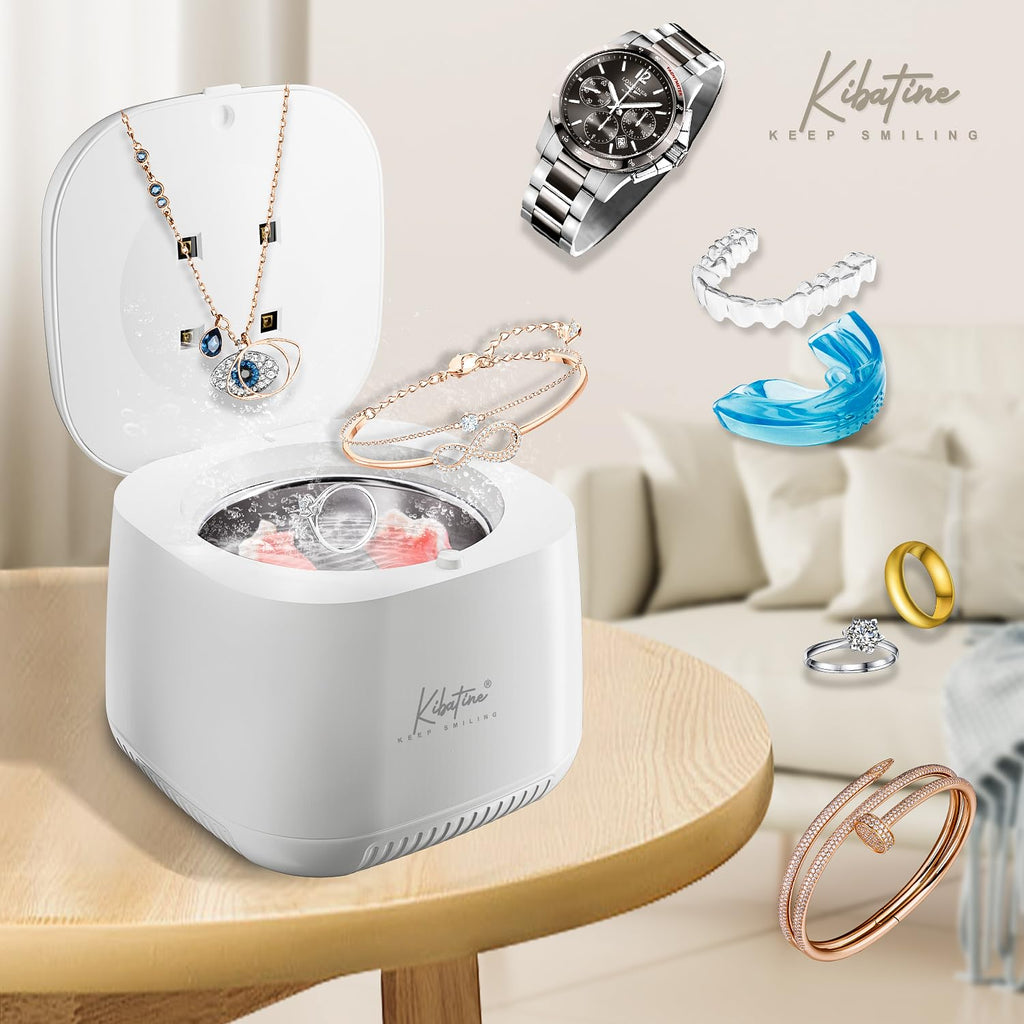 Ultrasonic Retainer Cleaner Machine With UV Light 45KHz for Denture Aligner Mouth Guard, Ultrasonic Dental Cleaning Pod for All Dental Appliances Jewelry 200ML (White)