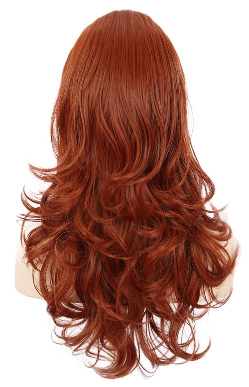karlery Adult Women Long Wavy Ginger Auburn Wig Big Red Costume Wig Bouffant Beehive Wig 60s 70s Themed Party Wig