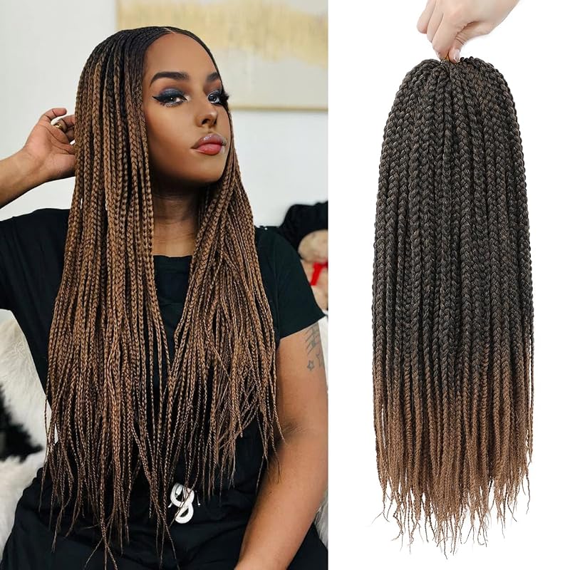 Crochet Box Braids 18in 144 Pcs Bundle, 6 Packs, #1B/27, 1B/27 Variation