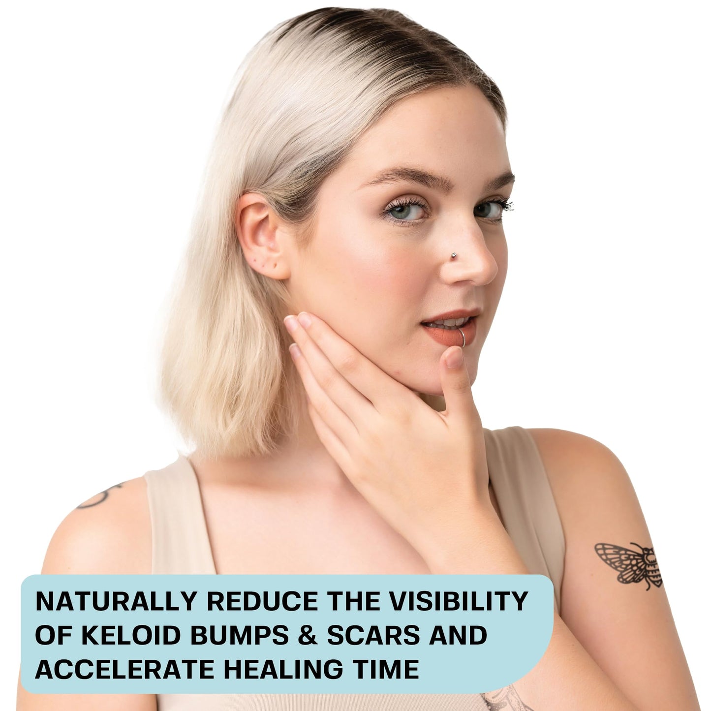 BASE LABORATORIES Keloid Bump Removal Gel | Natural Piercing Bump Treatment & Keloid Scar Gel | Keloid Scar Removal for all Scars, Keloids & Piercing Bumps | Soothing Piercing Aftercare | 2 oz