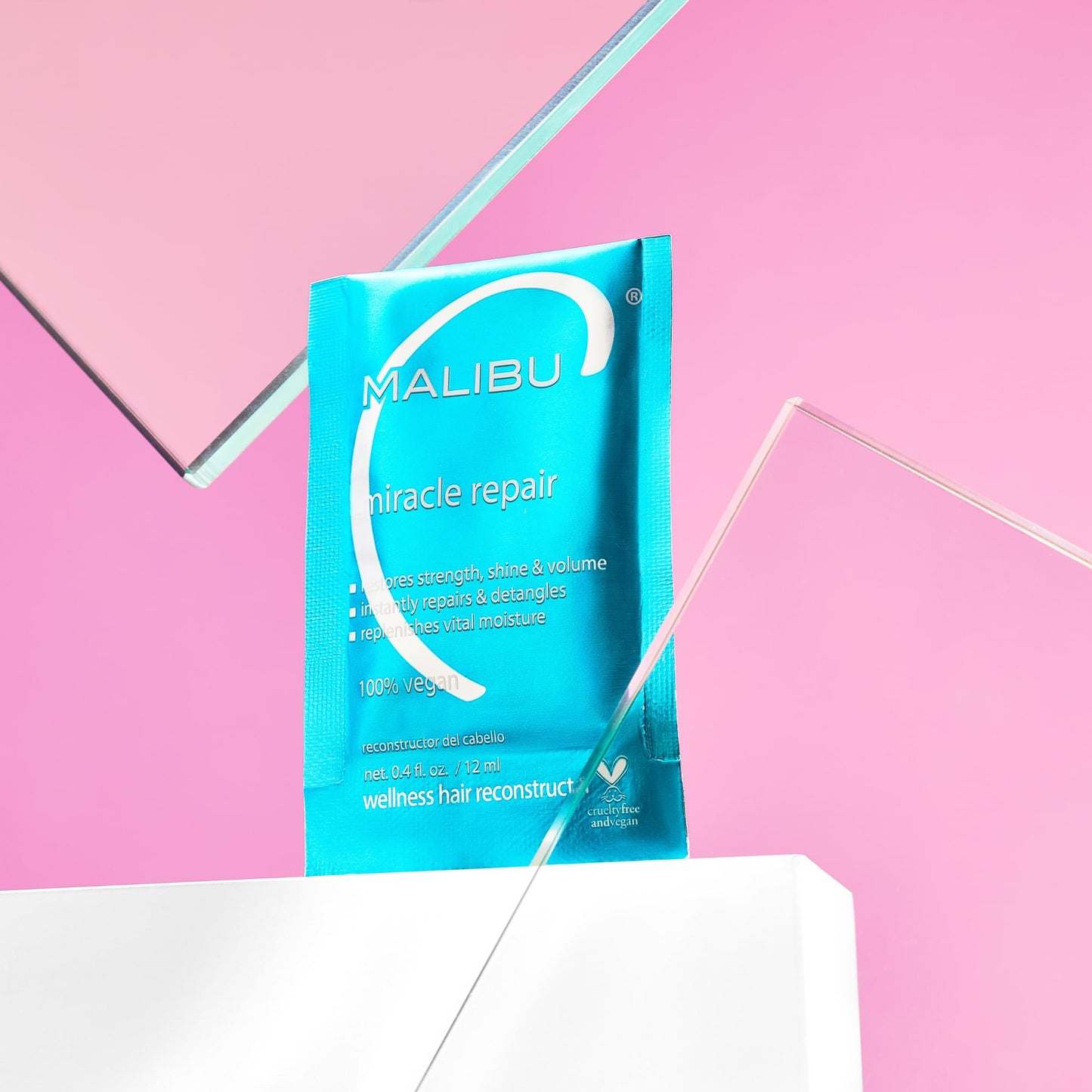 Malibu C Miracle Repair Hair Reconstructor (1 Packet) - Nourishing Hair Repair Treatment for Weak, Damaged Strands - Flax Protein & Vitamin B5 for Hair Strength
