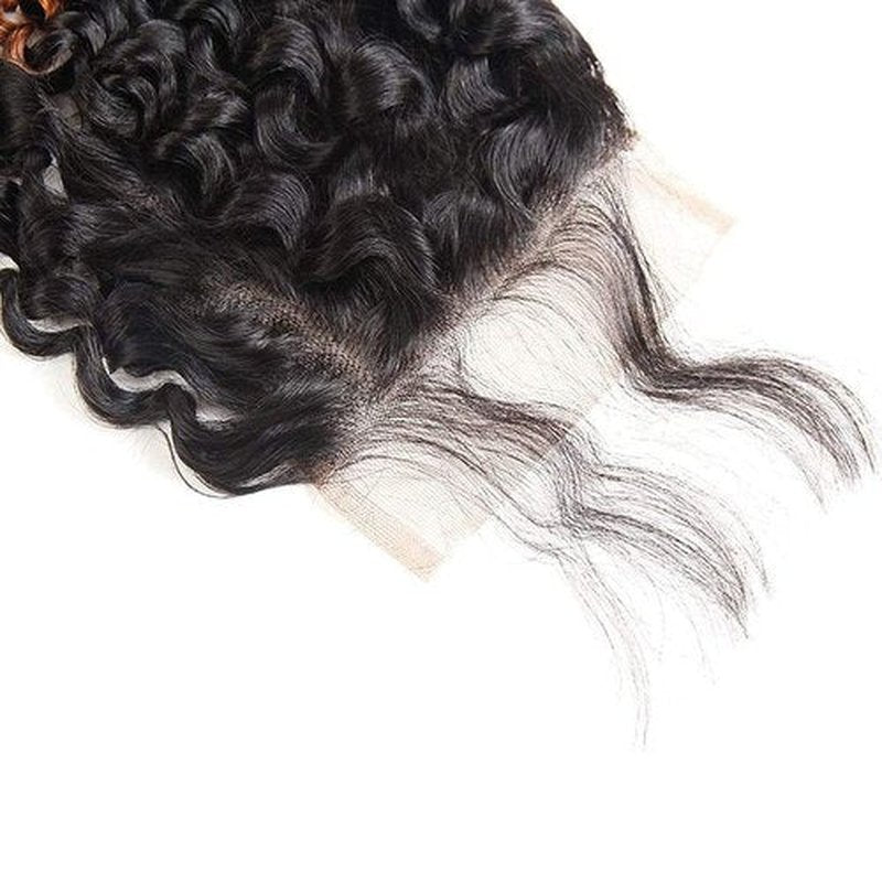 Afro Kinky Curly Human Hair Pre-Plucked Hairline With Baby Hair 2 Tone 1b/30 closure, Ombre 1B/30 Brazilian Kinky Curly Hair Closure with Bundles, 4X4 Inch Free Part Swiss Lace Closure 16 Inch