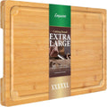 Empune 36" x 24" Bamboo Cutting Board with Juice Groove & Handles - Large Kitchen Serving/Prep Board