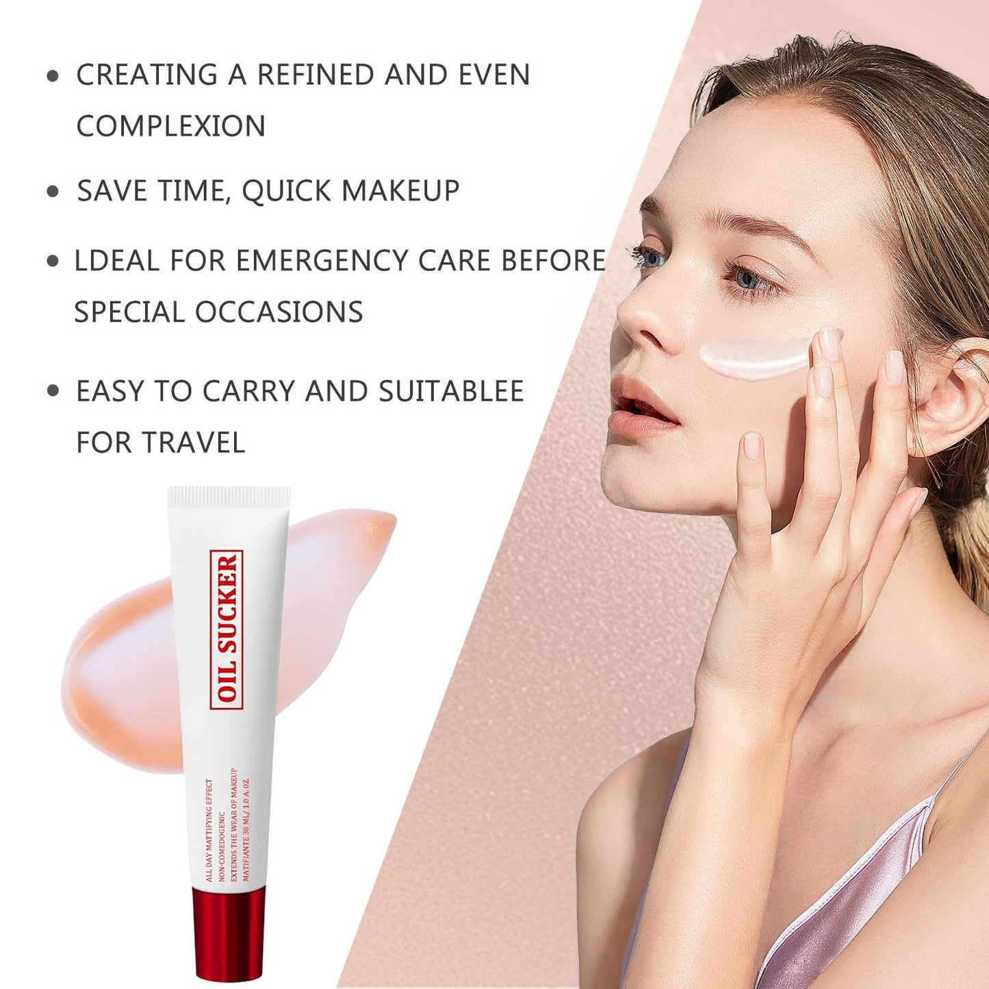 Sweat-Proof Makeup Base,Oil Sucker Extreme Mattifying Alkaline Primer,Pore Minimizing & Shine Control,Long-Lasting Oil-Free Matte Finish (3 pcs, ml)