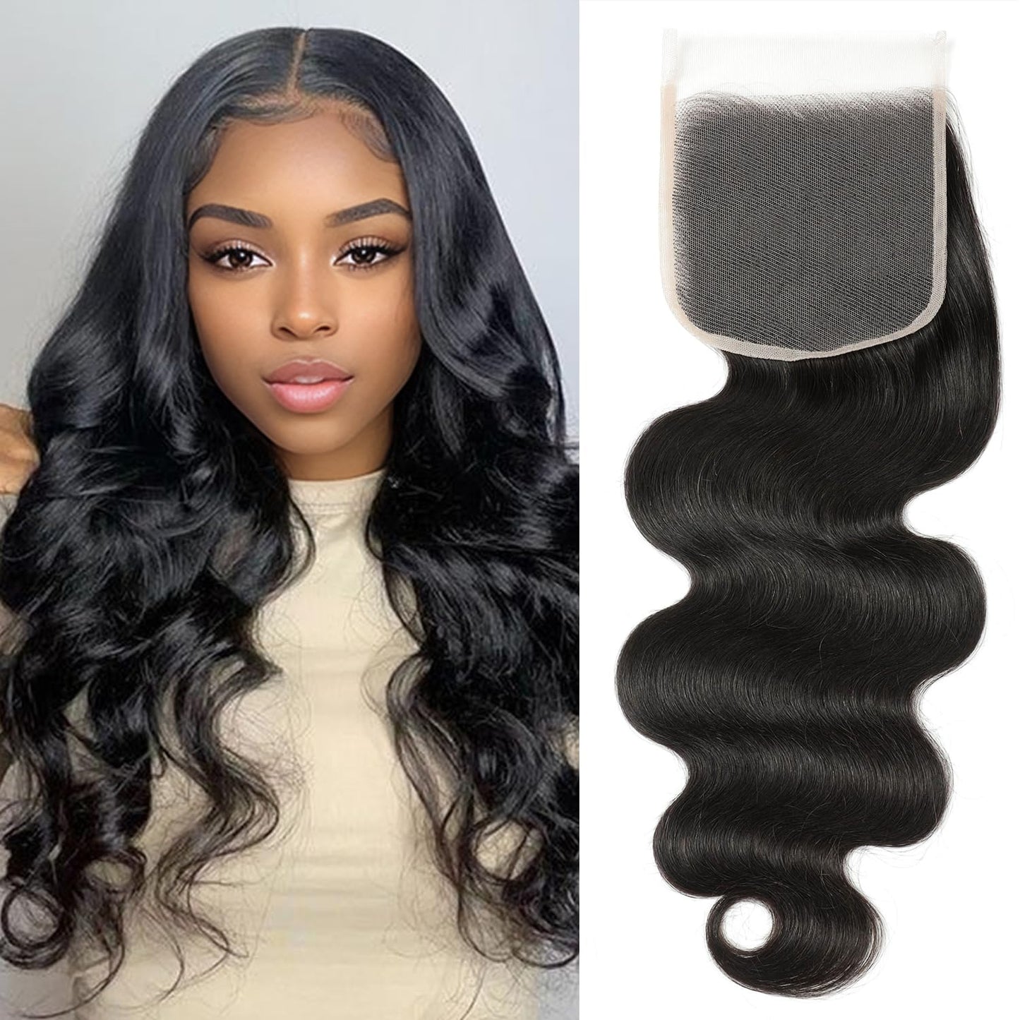 5x5 HD Lace Closure Body Wave Human Hair - Pre-Plucked Natural Hairline (10 Inch, Natural Color)