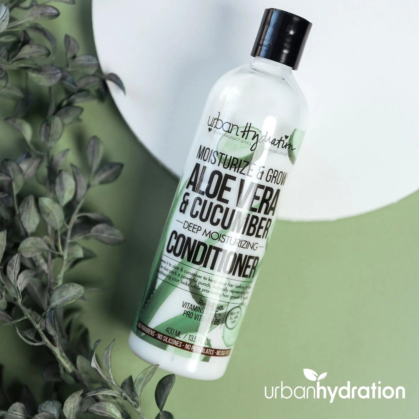 Urban Hydration Hydrate and Grow Aloe Vera & Cucumber Moisturizing Conditioner, Promotes Hair Growth and Hydration - Silicone, Paraben and Sulfate Free - 13.5 FL Oz