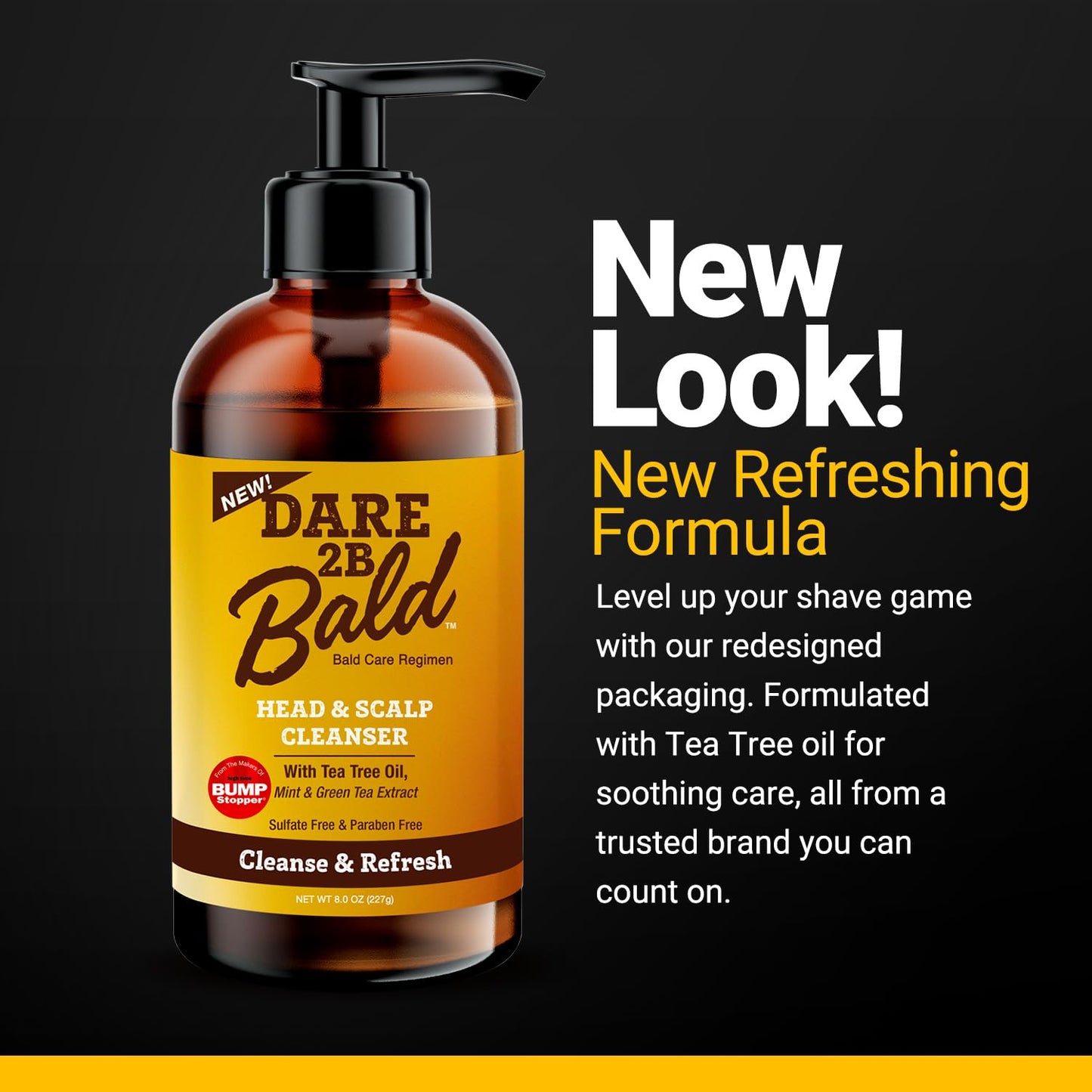 Dare 2B Bald Head & Scalp Cleanser | Bald Head Moisturizer for Men | Bald Head Care Regimen | with Tea Tree Oil, Mint & Green Tea Extract - 8 FL OZ