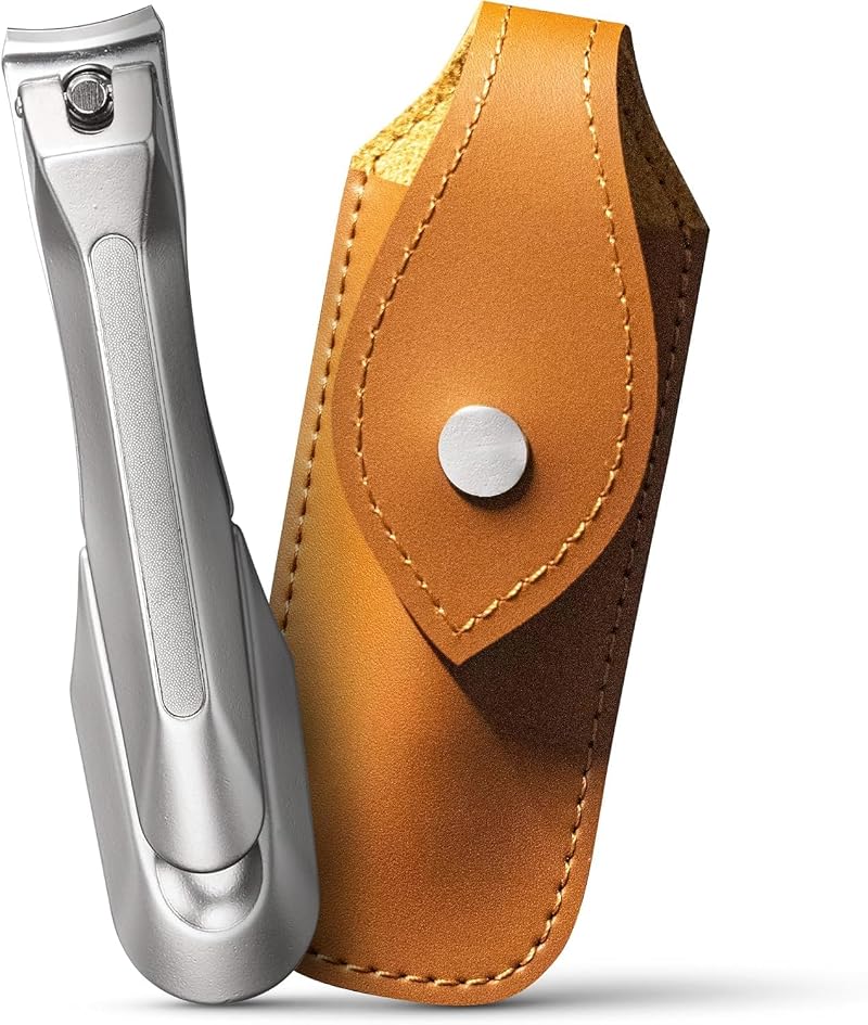Japanese Stainless Steel Nail Clipper with Leatherette Case - Power L Variation