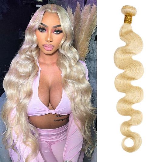 613 Bundles Human Hair Body Wave Single Bundle 30 Inch Blonde Human Hair Bundles 12A Grade 100% Unprocessed Brazilian Virgin Hair Weave Body Wave 100G Machine Double Weft