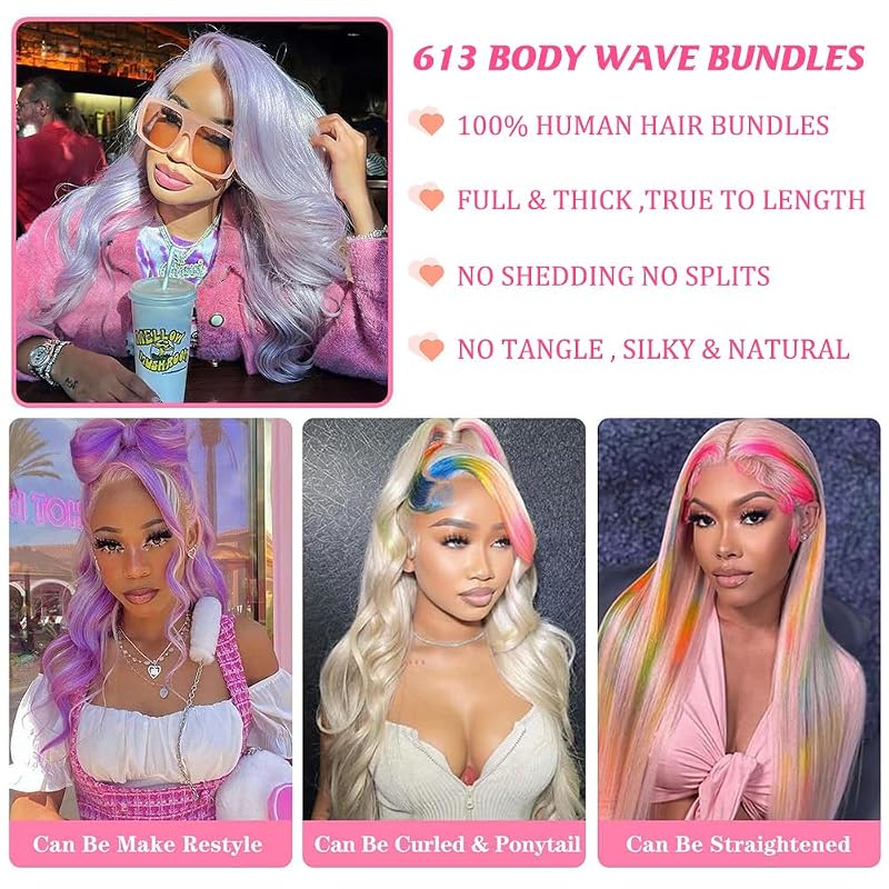 613 Blonde Body Wave Human Hair Bundles 16 Inch 100% Unprocessed Brazilian Virgin 14A Grade – 1 Bundle