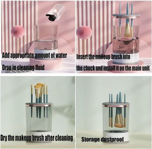 Beauty Swirl Cosmetic Brush Cleaner, Makeup Brush Cleaner, The Cozy Luna Brush Cleaner, Electric Makeup Brush Cleaner Machine for Deep Cleaning All Size Makeup Brus (1PC Transparent)