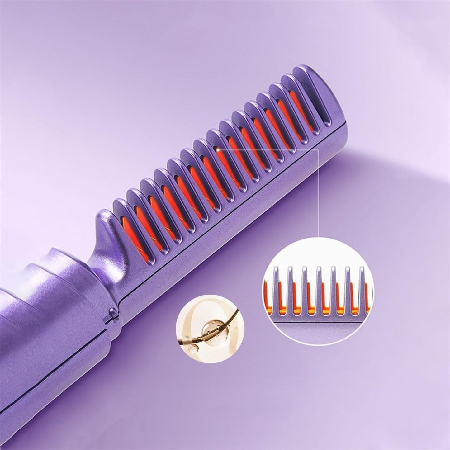 Latest Hairdressing Comb, 2025 Ceramic Hair Dressing Comb, Hairdressing Combs, Rechargeable Mini Hair Straightener, 2-in-1 Portable Curling (Green + Pink)