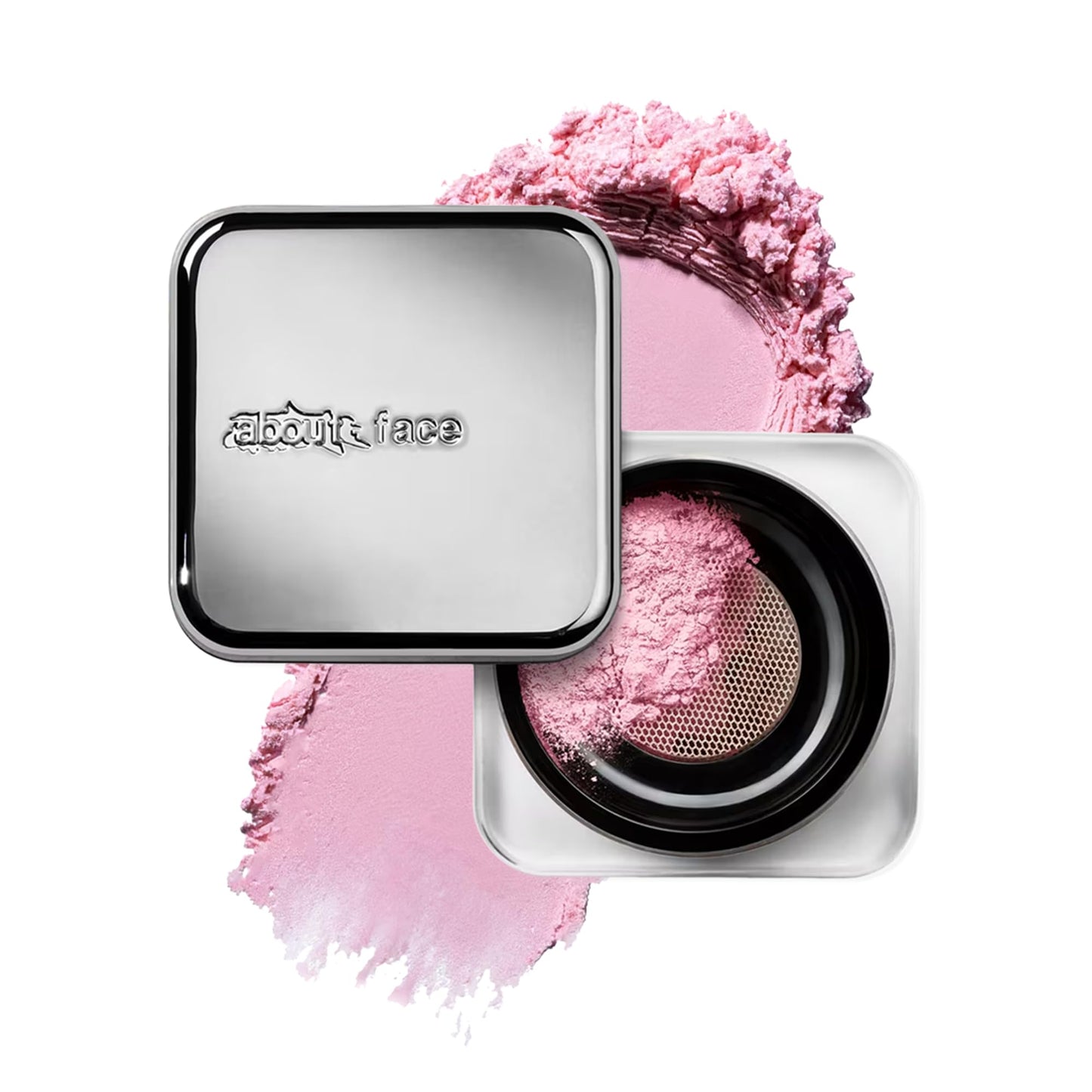 about-face Curtain Call Set & Smooth Loose Powder Finale – Lightweight, Oil-Absorbing Setting Powder with Rice Starch & Corn-Based Talc Alternative – Vegan, Cruelty-Free – 0.35oz (Pink Brightener)
