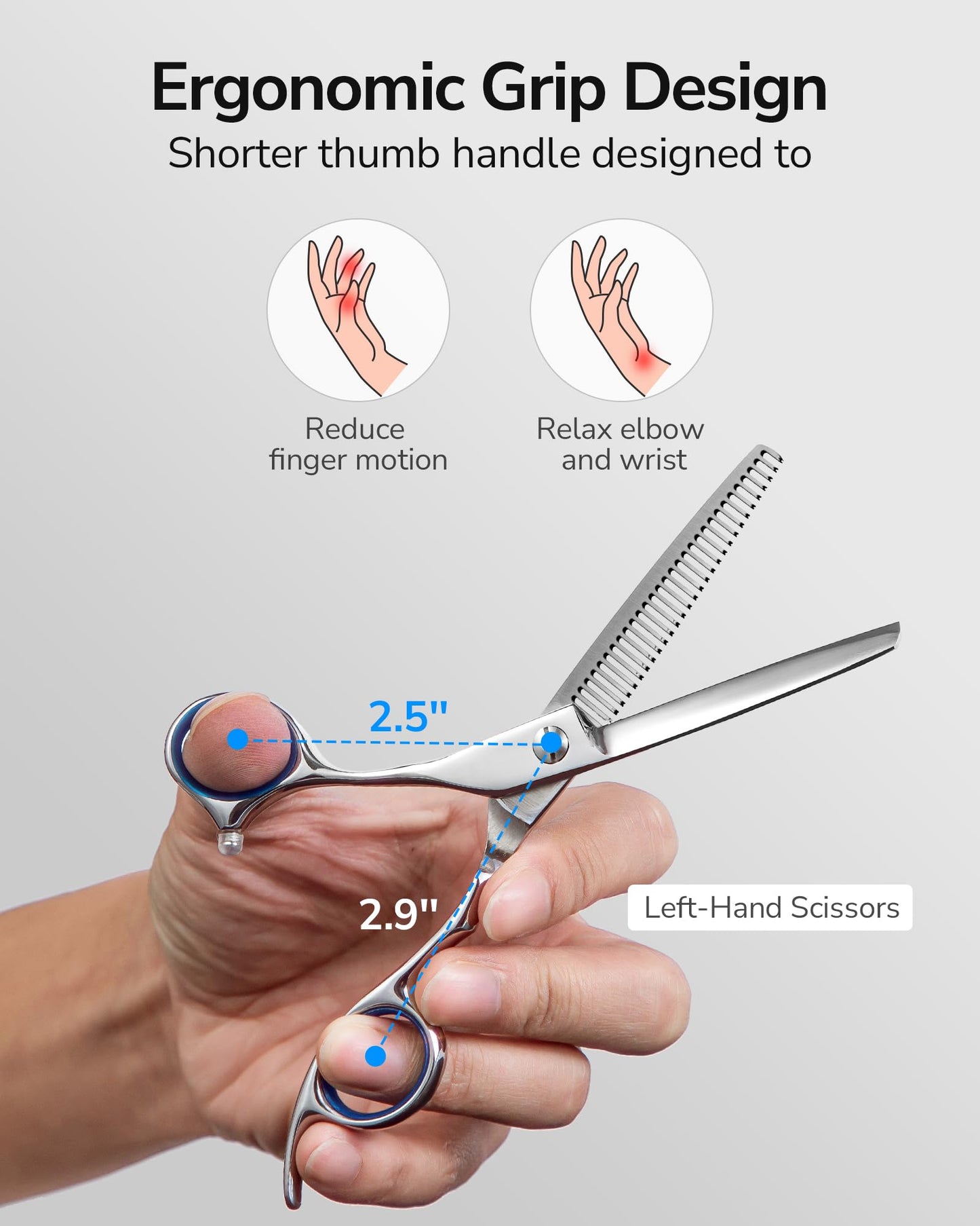 ULG Left-Handed Hair Thinning Scissors, Thinning Shear for Hair Cutting 6.5 inch Professional Barber Scissors Salon Texturizing Shears Made of Japanese Stainless Steel