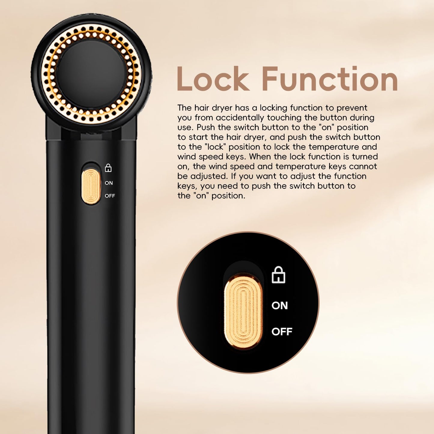 Nicebay Hair Dryer, Ionic Blow Dryer with Diffuser, 1600W &110000RPM High-Speed Brushless Motor for Fast Drying, Lock Function, Constant Temperature, Lightweight