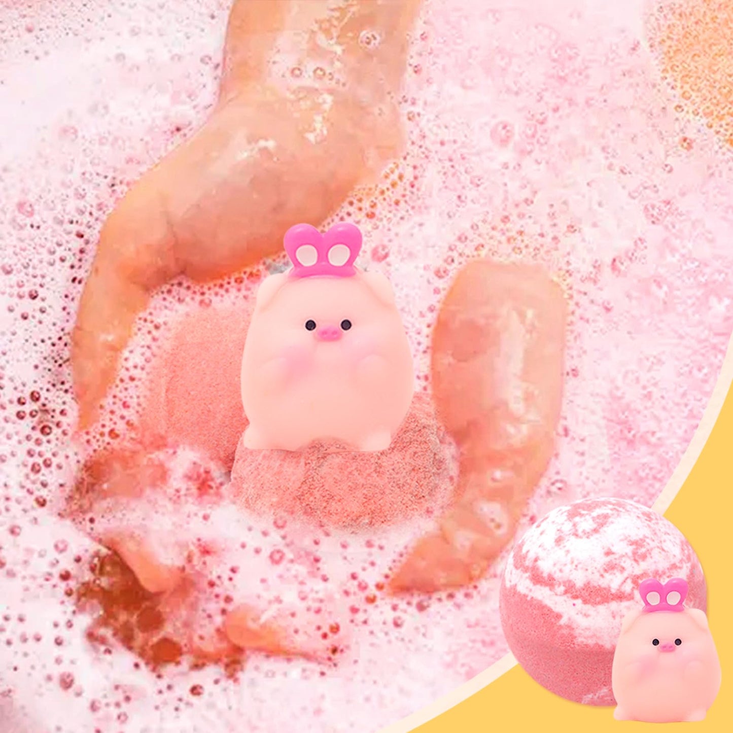 HAPGFS Bath Bombs for Kids with Surprise Inside Kids Organic Bath Bombs Set with Pig Toys Inside for Girls Boys Ideal Christmas Birthday Easter Gift