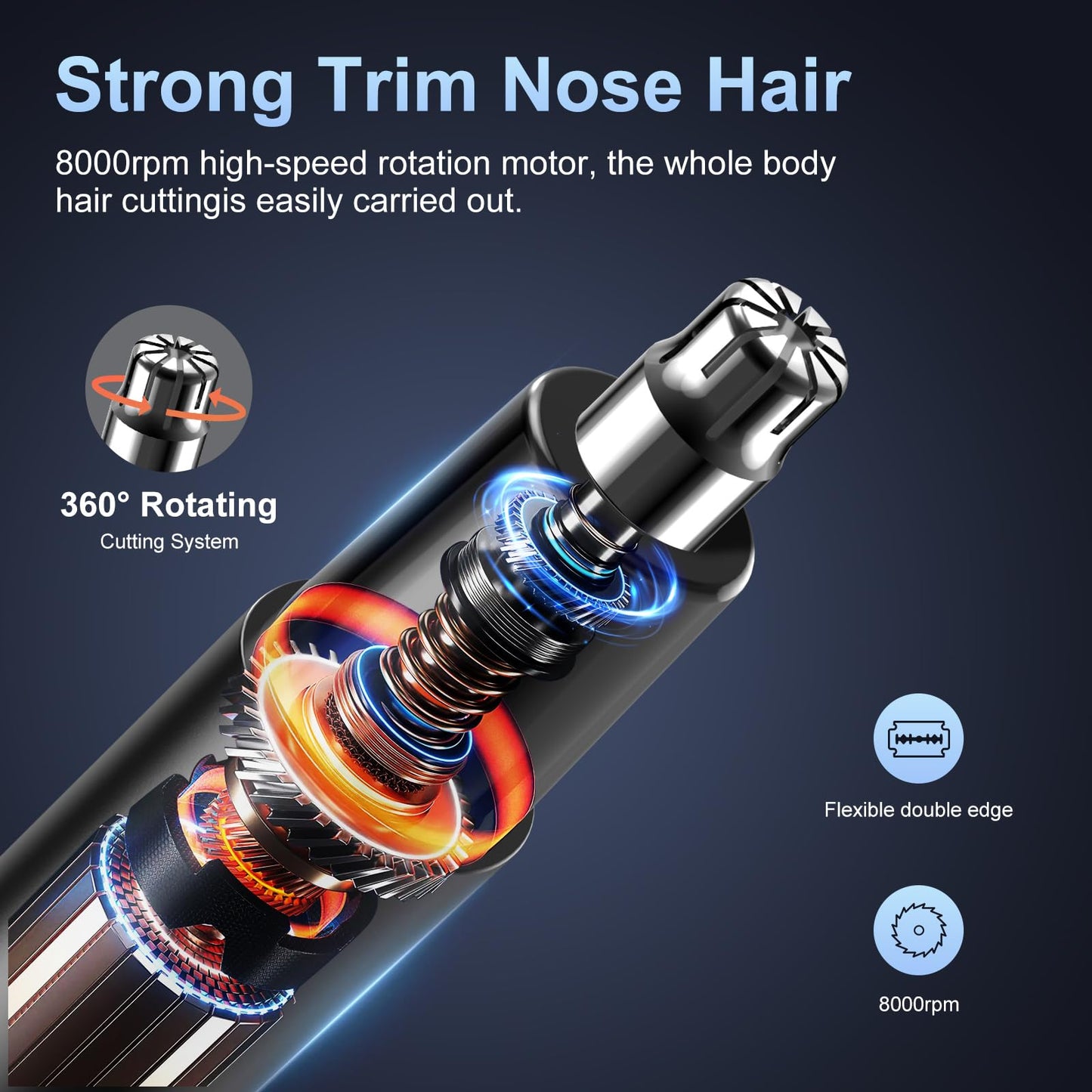 HILYC Professional Nose Hair Trimmer, LED Display, USB Rechargeable, Waterproof Double-Edge Blade for Men, Women, IPX7 Rated, 2025 Model